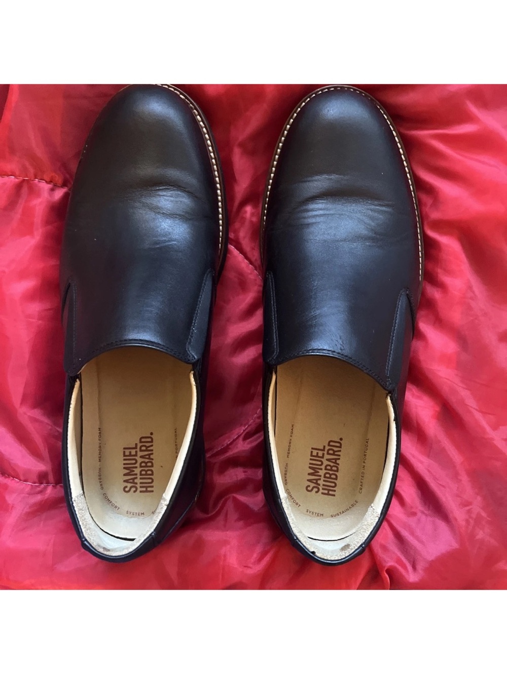Samuel Hubbard Black Leather Slip-On Loafers for Men Size 8 1/2